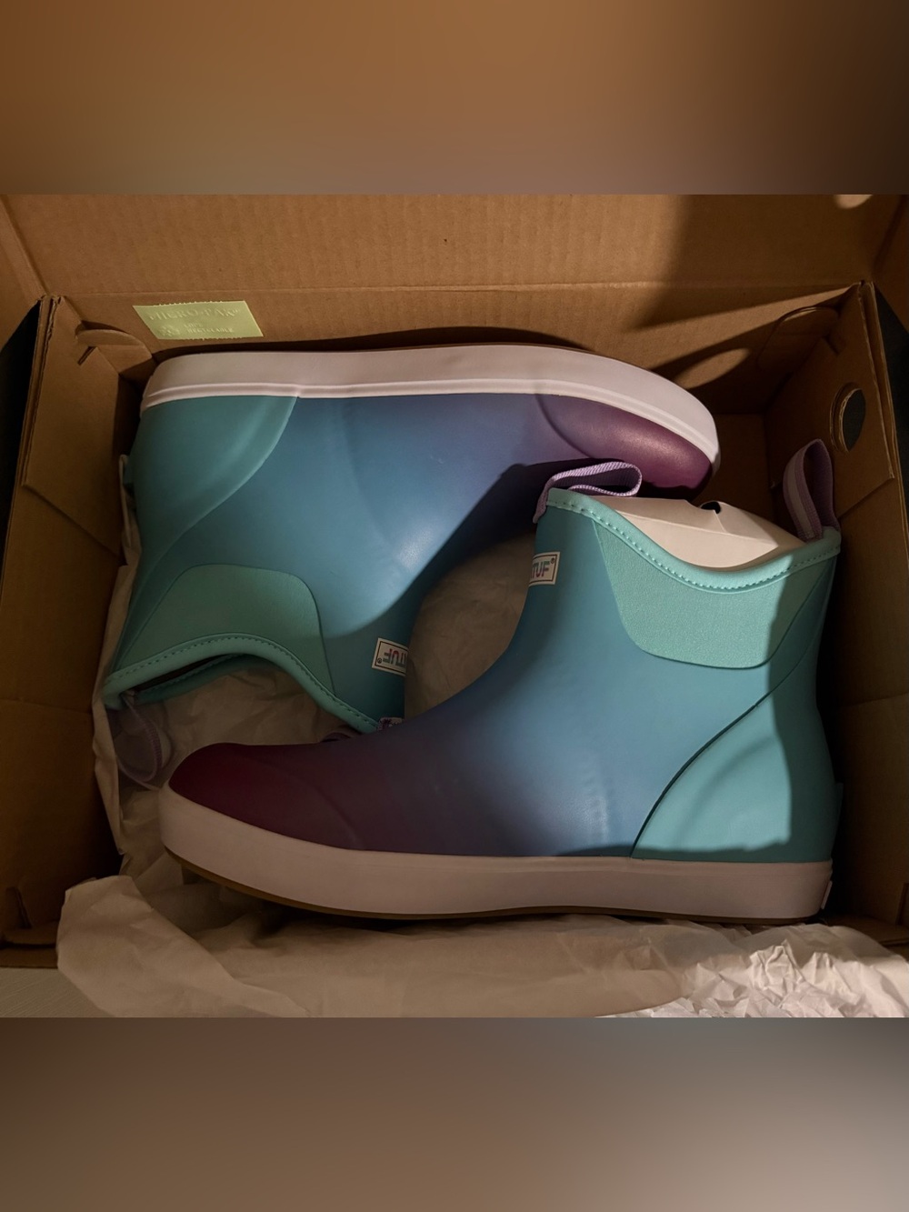 Women's XtraTuf Gradient Aqua-Purple Ankle Rain Boots